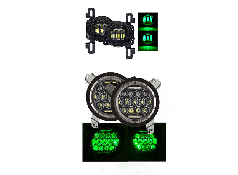 Quake LED QTE686 RGB LED Headlights with Fog Lights for 18-21 Jeep